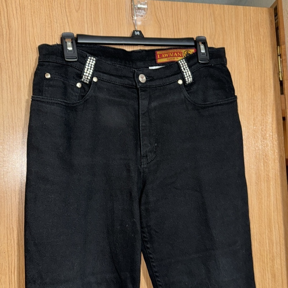 Lawman western style black jeans rhinestone size 9 - Picture 2 of 5